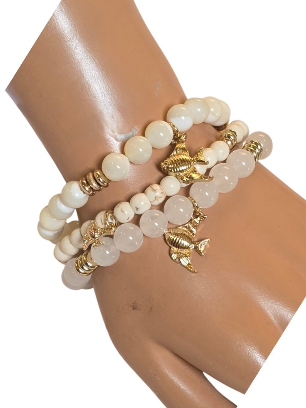 Women's Trendy White Gold Plated Fish Stretch Bracelet NWOT